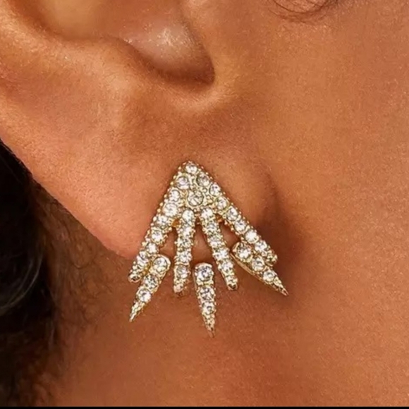 Jewelry - Brand New - Pave Jacket Stud Earrings Gold Tone